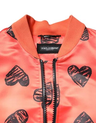 Pre-owned Dolce & Gabbana Orange Dg Heart Full Zip Men Bomber Men's Jacket ()