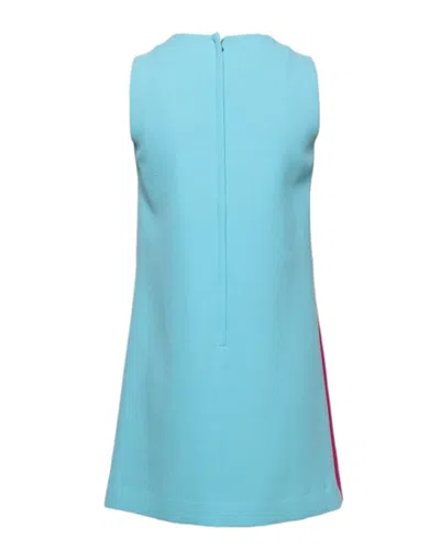 Pre-owned Dolce & Gabbana Pink Blue Wool Sleeveless Shift Mini Women's Dress ()