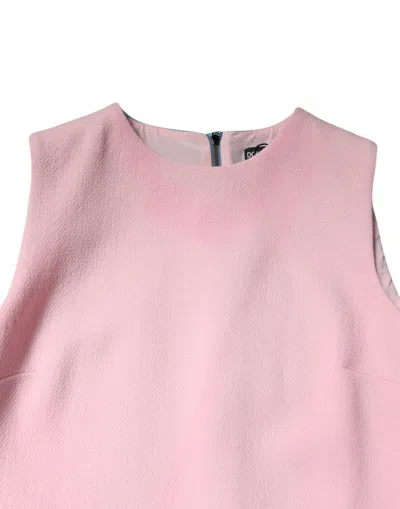 Pre-owned Dolce & Gabbana Pink Blue Wool Sleeveless Shift Mini Women's Dress ()