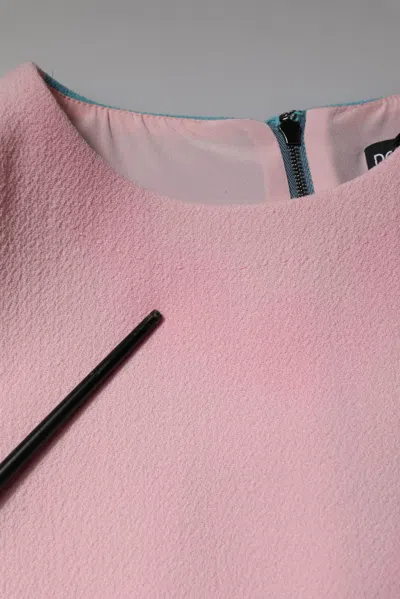 Pre-owned Dolce & Gabbana Pink Blue Wool Sleeveless Shift Mini Women's Dress ()