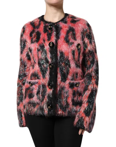 Dolce & Gabbana Red Mohair Wool Button Down Cardigan Sweater In Multi