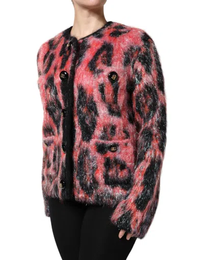 Dolce & Gabbana Red Mohair Wool Button Down Cardigan Sweater In Multi