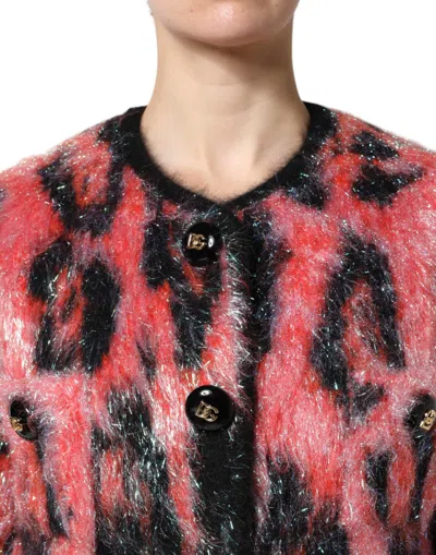 Dolce & Gabbana Red Mohair Wool Button Down Cardigan Sweater In Multi