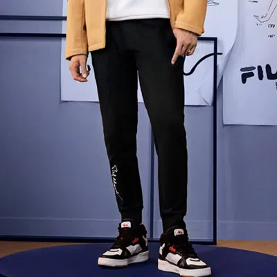 Fila Embroidered Knit Bundle Feet Sports Pants Black