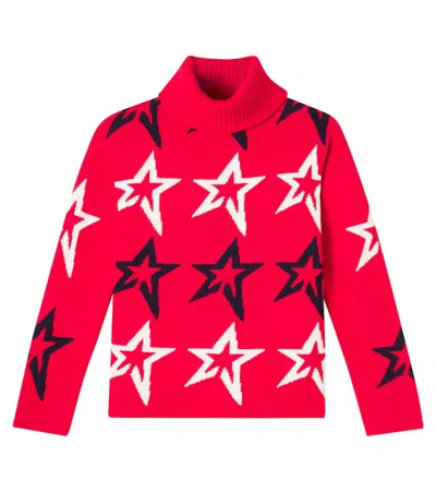 Perfect Moment Intarsia Wool Turtleneck Sweater In Red