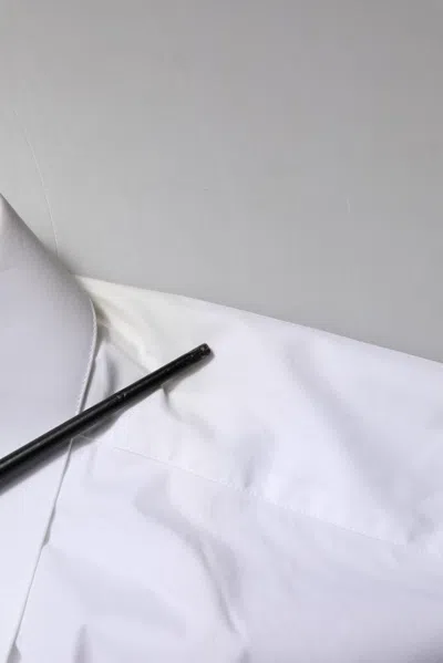 Pre-owned Dolce & Gabbana White Cotton Gold Long Sleeves Formal Men's Shirt ()