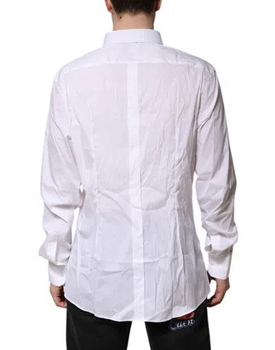 Pre-owned Dolce & Gabbana White Cotton Gold Long Sleeves Formal Men's Shirt ()