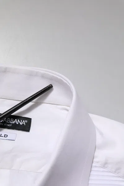 Pre-owned Dolce & Gabbana White Gold Cotton Long Sleeves Formal Men's Shirt ()