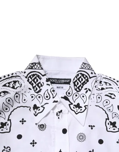 Pre-owned Dolce & Gabbana White Martini Bandana Print Formal Men's Shirt ()