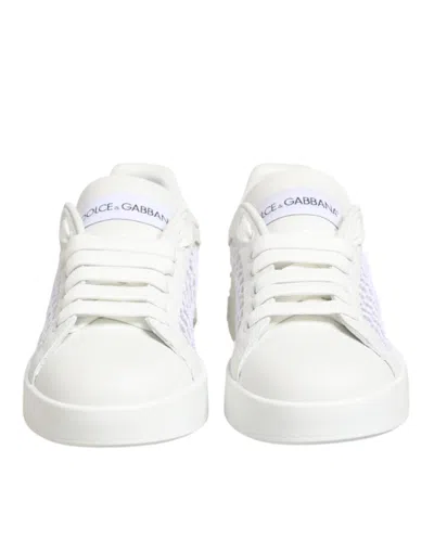 Dolce & Gabbana White Mesh Inserts Low Top Sneakers Women's Shoes In White