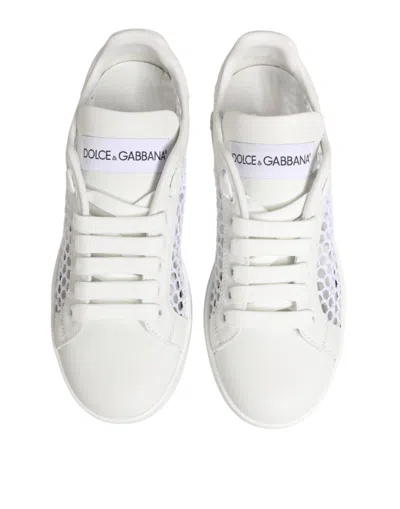 Dolce & Gabbana White Mesh Inserts Low Top Sneakers Women's Shoes In White
