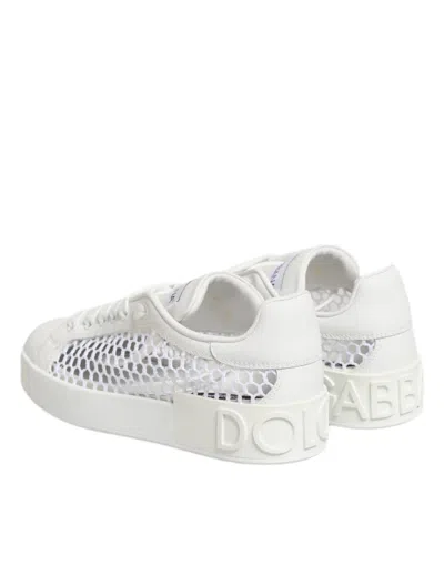 Dolce & Gabbana White Mesh Inserts Low Top Sneakers Women's Shoes In White