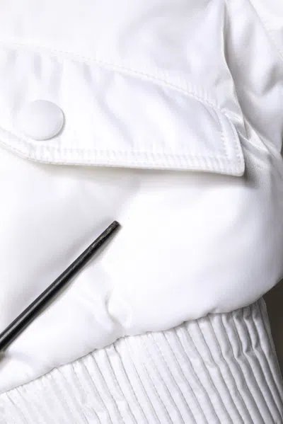 Pre-owned Dolce & Gabbana White Nylon Full Zip Cropped Bomber Men's Jacket ()