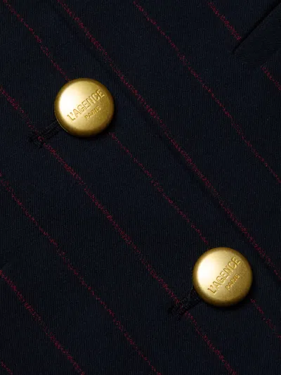 L'agence Alice Off Shoulder Pinstripe Blazer In Blue