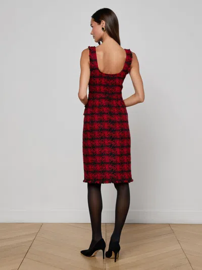 L'agence Aya Tweed Midi Dress In Red