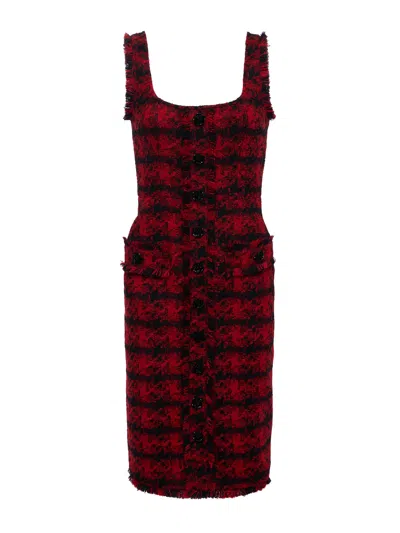 L'agence Aya Tweed Midi Dress In Red