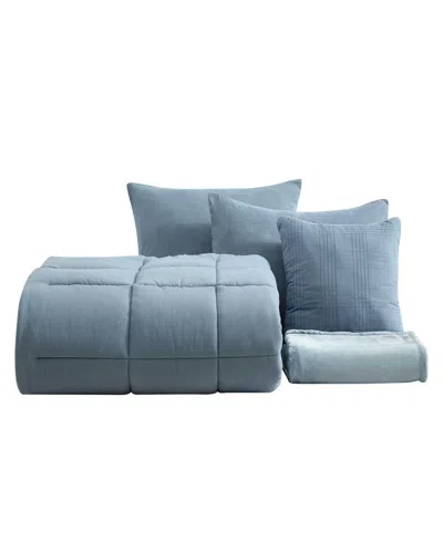 Kenneth Cole Stonewashed Solid Comforter Set In Blue