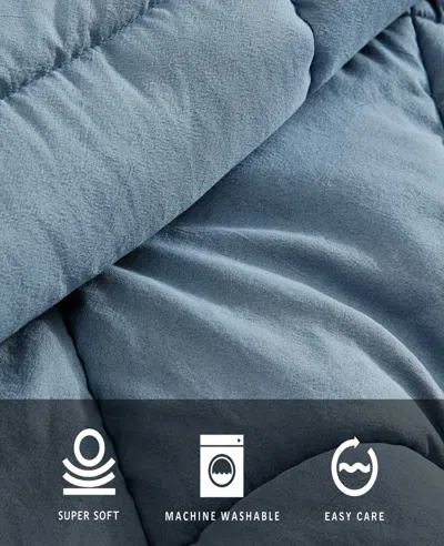 Kenneth Cole Stonewashed Solid Comforter Set In Blue