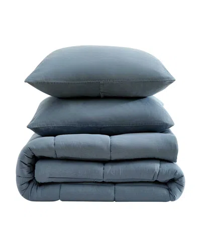 Kenneth Cole Stonewashed Solid Comforter Set In Blue