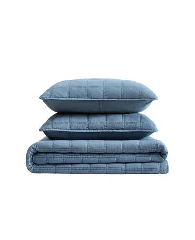 Kenneth Cole Stonewashed Quilt Set In Blue