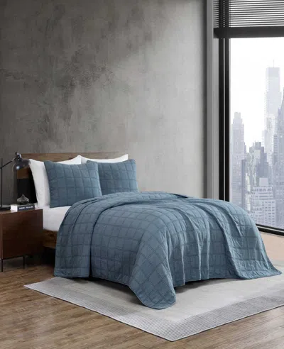 Kenneth Cole Stonewashed Quilt Set In Blue