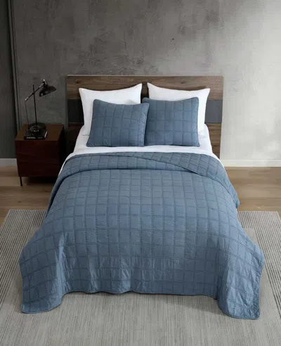 Kenneth Cole Stonewashed Quilt Set In Blue