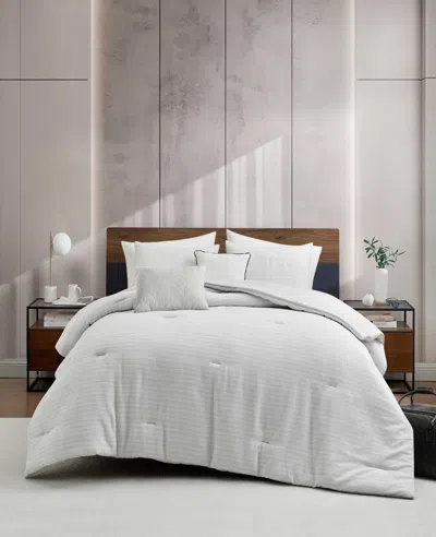 Kenneth Cole Space Dye Grid Comforter Set In White