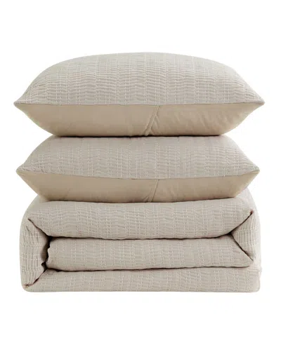 Kenneth Cole Stitched Gauze Comforter Set In Neutral