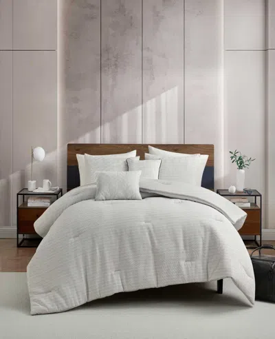 Kenneth Cole Space Dye Grid Comforter Set In White