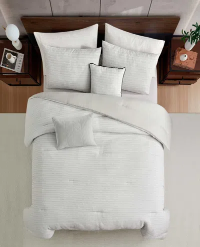Kenneth Cole Space Dye Grid Comforter Set In White