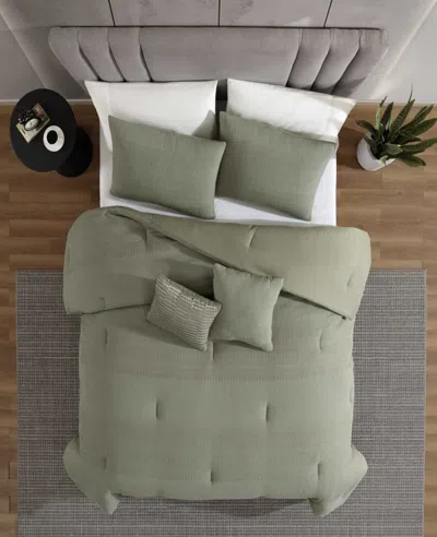 Kenneth Cole Variegated Waffle Comforter Set In Green
