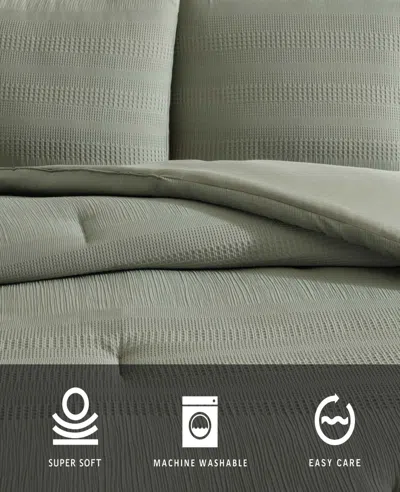 Kenneth Cole Variegated Waffle Comforter Set In Green