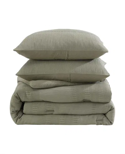 Kenneth Cole Variegated Waffle Comforter Set In Green