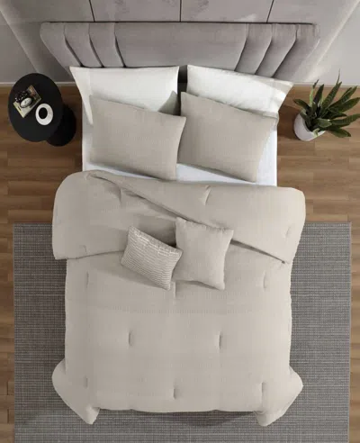 Kenneth Cole Variegated Waffle Comforter Set In Neutral