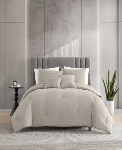 Kenneth Cole Variegated Waffle Comforter Set In Neutral