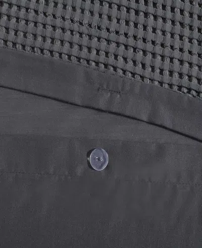 Kenneth Cole Solid Waffle Duvet Set In Black