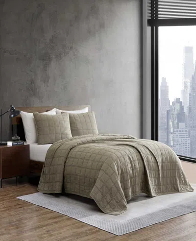 Kenneth Cole Stonewashed Quilt Set In Brown