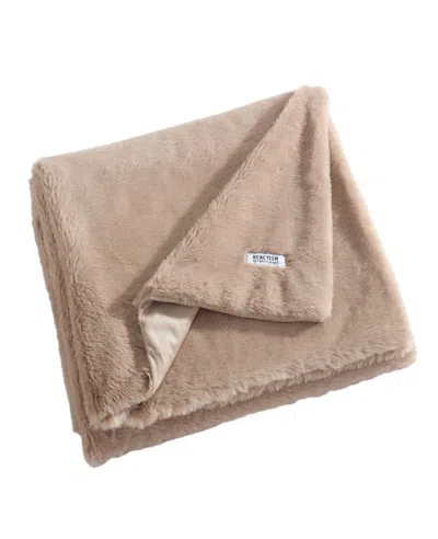 Kenneth Cole Faux Fur Solid Throw Blanket In Brown