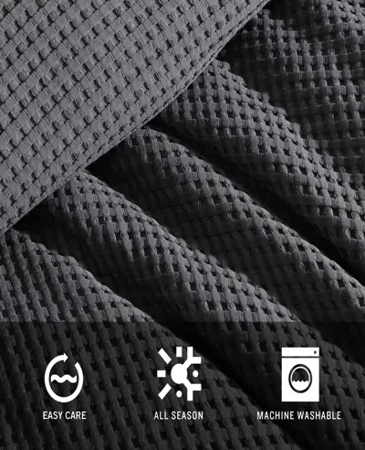 Kenneth Cole Solid Waffle Duvet Set In Black