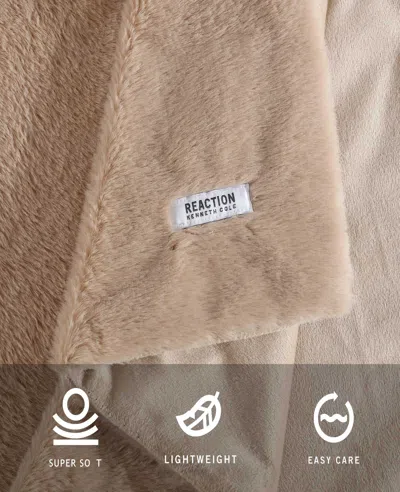 Kenneth Cole Faux Fur Solid Throw Blanket In Brown