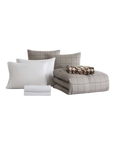 Kenneth Cole Holden Grid Comforter Set In Gray