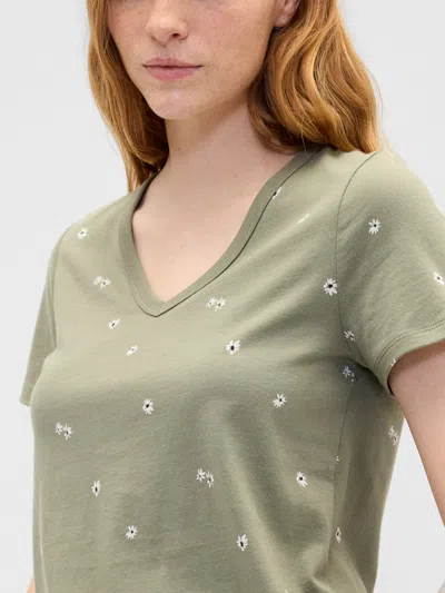 Gap Factory Favorite Print V-neck T-shirt In Green