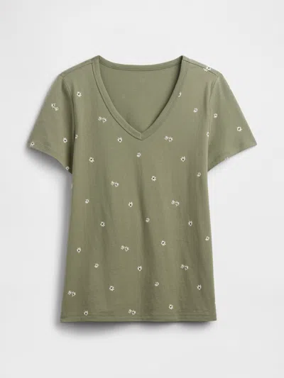 Gap Factory Favorite Print V-neck T-shirt In Green