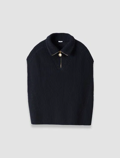 Joseph Raffet Fisherman Rib Cashmere Vest In Black