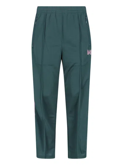 Needles Straight Trousers With Elastic Waistband And Pocket In Green