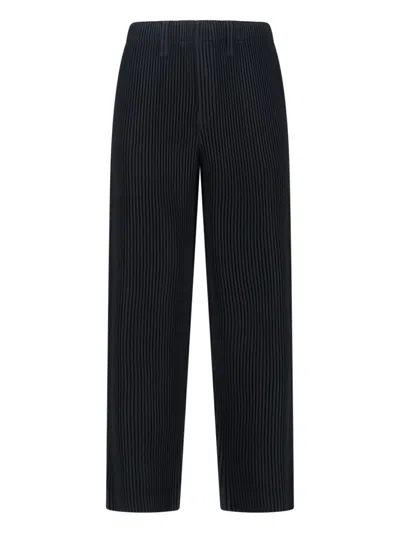 Issey Miyake Cropped Pleated Trousers For Modern Look In Black