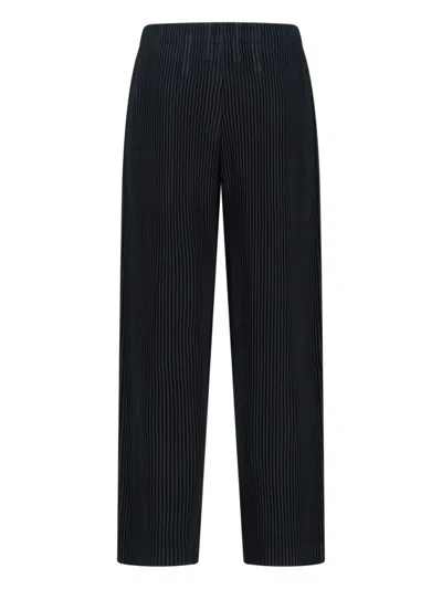Issey Miyake Cropped Pleated Trousers For Modern Look In Black