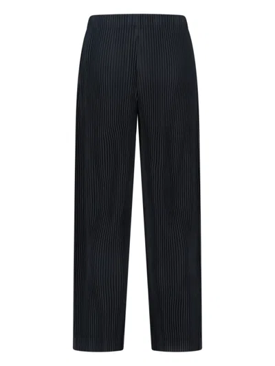 Issey Miyake Cropped Pleated Trousers For Modern Look In Black