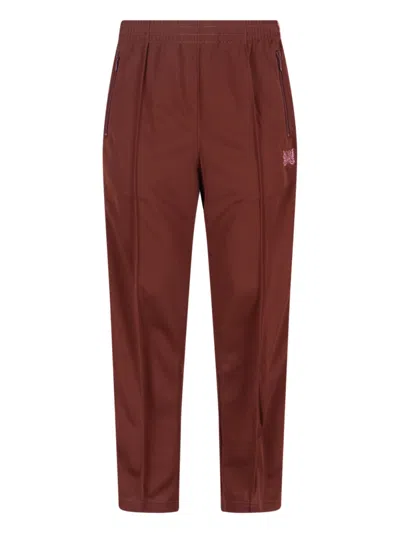 Needles Straight Trousers With Elastic Waistband And Pocket In Red