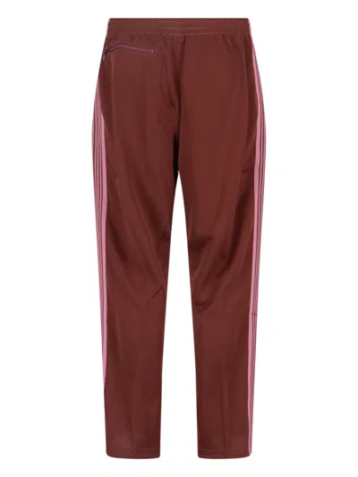 Needles Straight Trousers With Elastic Waistband And Pocket In Red